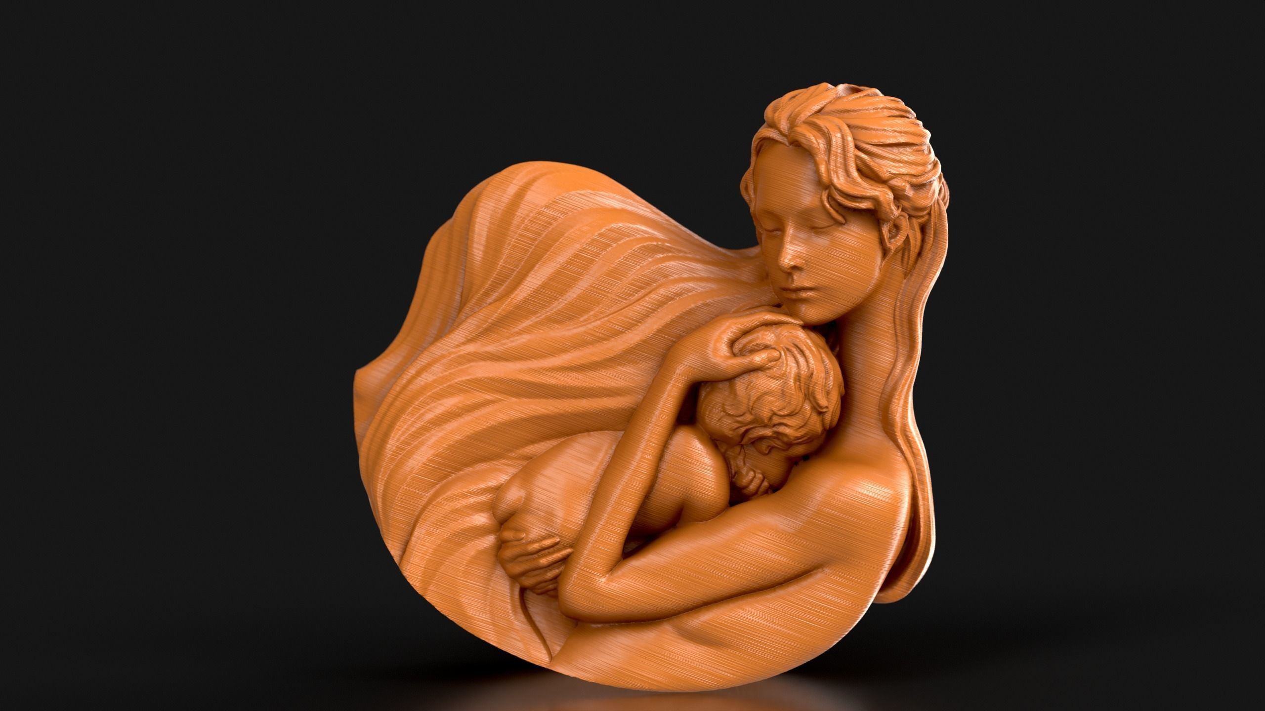 Mother and Child Rocking Sculpture 3D print model_3