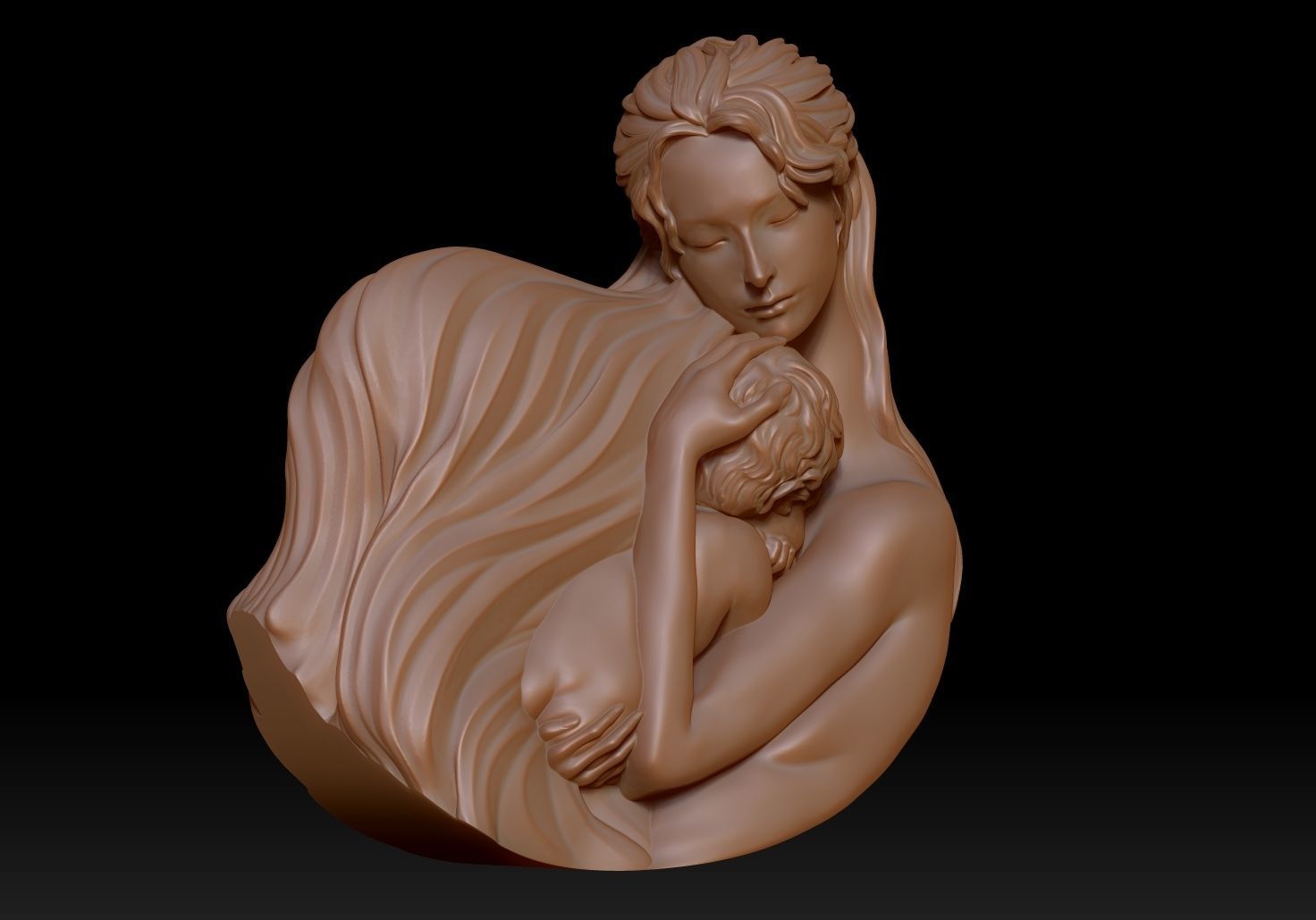 Mother and Child Rocking Sculpture 3D print model_13