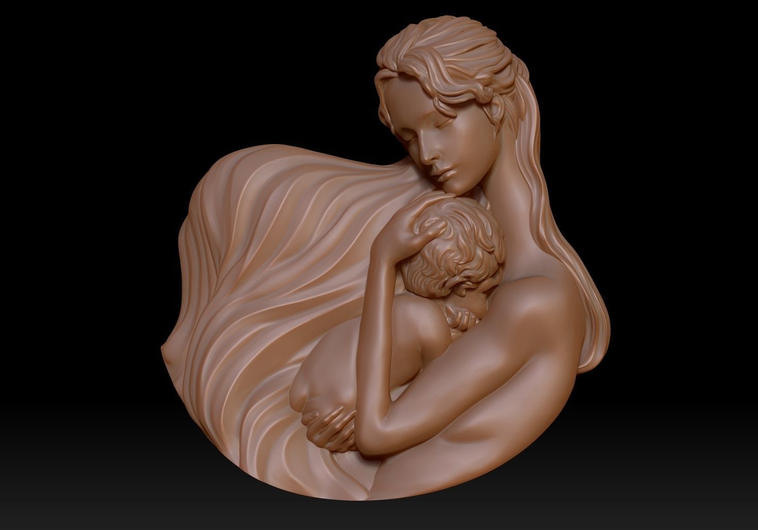 Mother and Child Rocking Sculpture 3D print model_12