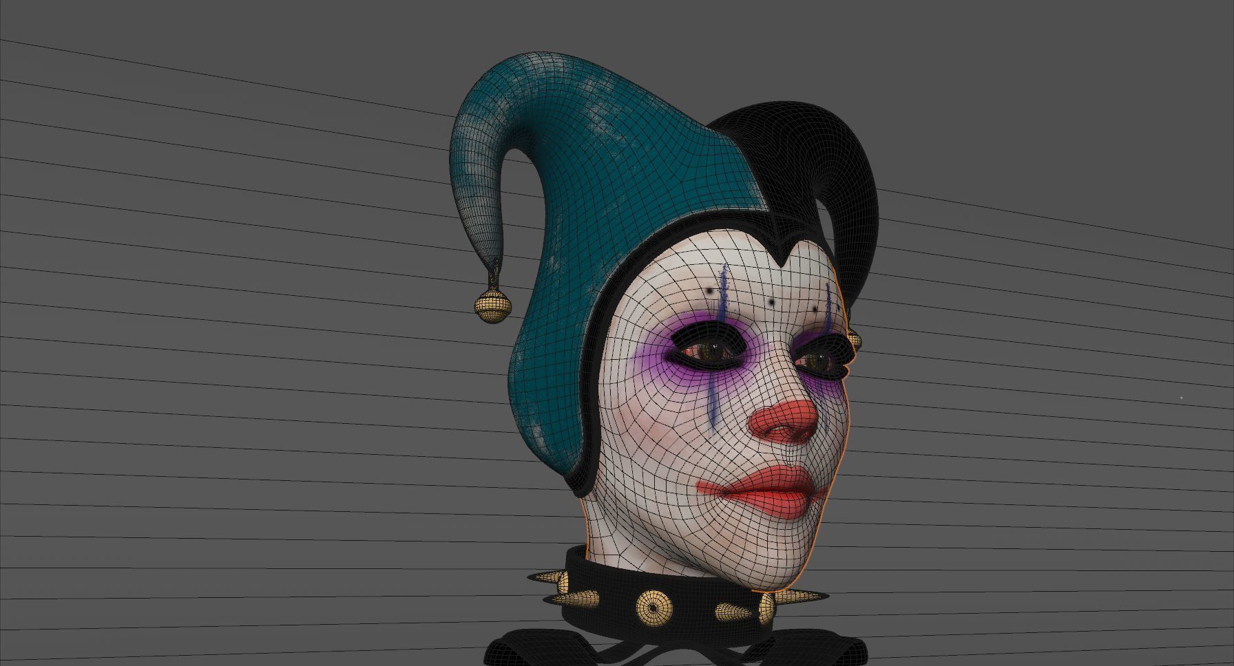 CLOWN HEAD Bust Stylized 3D Model Low-poly 3D model_10