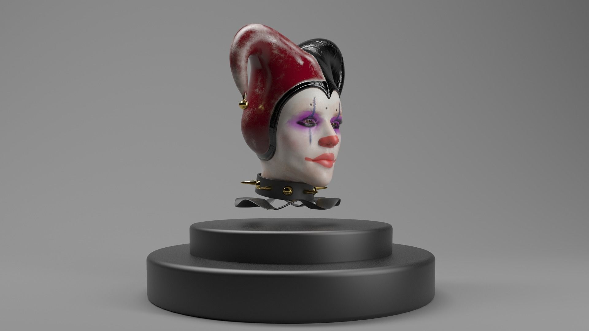 CLOWN HEAD Bust Stylized 3D Model Low-poly 3D model_3