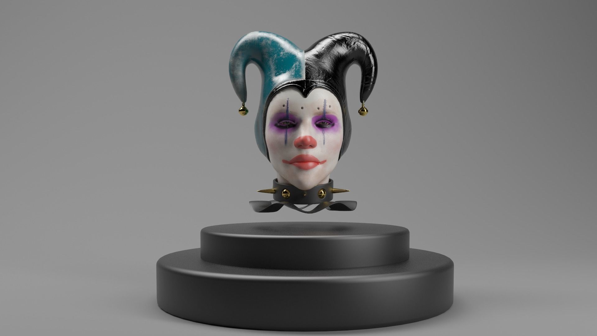 CLOWN HEAD Bust Stylized 3D Model Low-poly 3D model_2