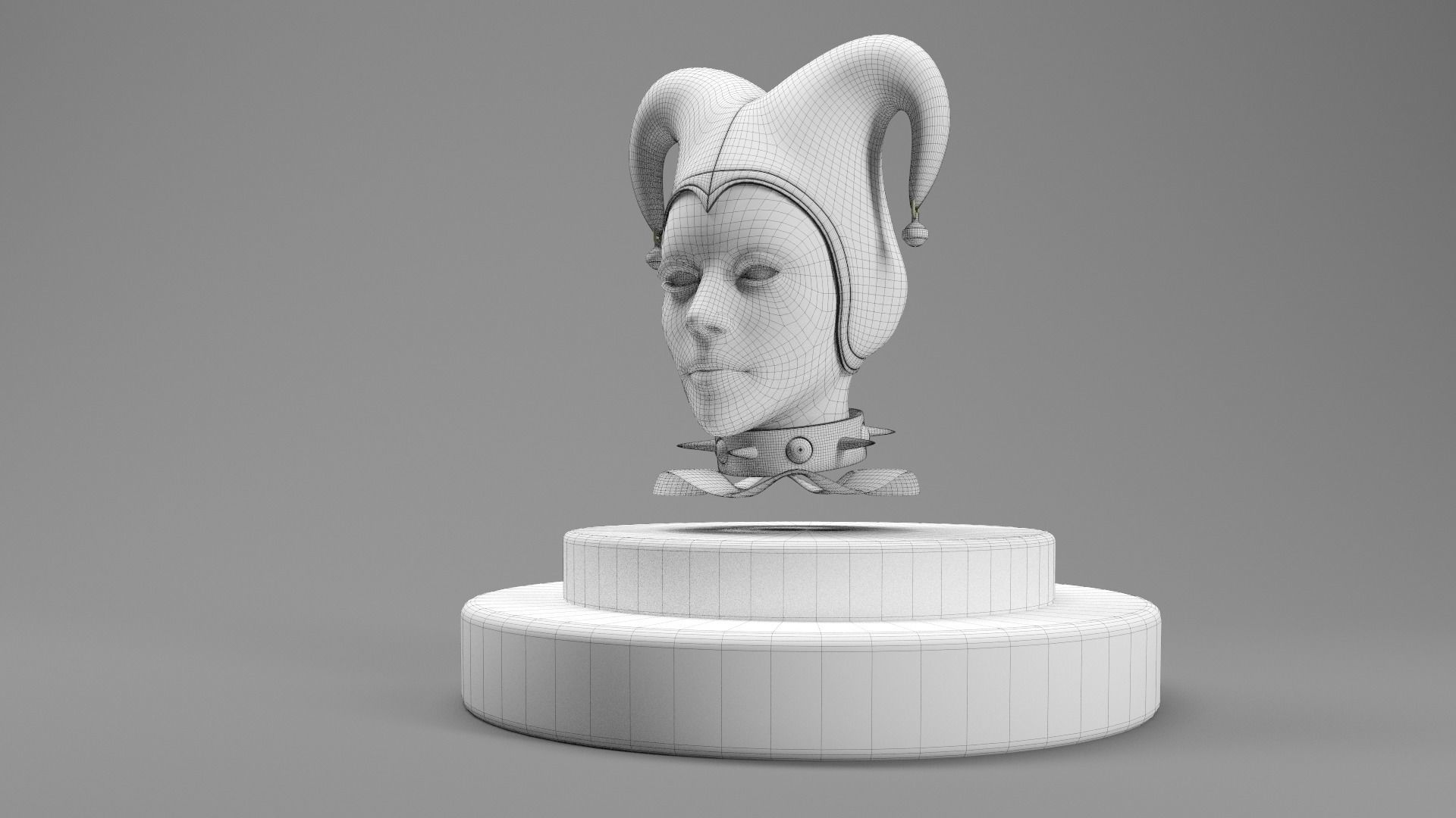 CLOWN HEAD Bust Stylized 3D Model Low-poly 3D model_9