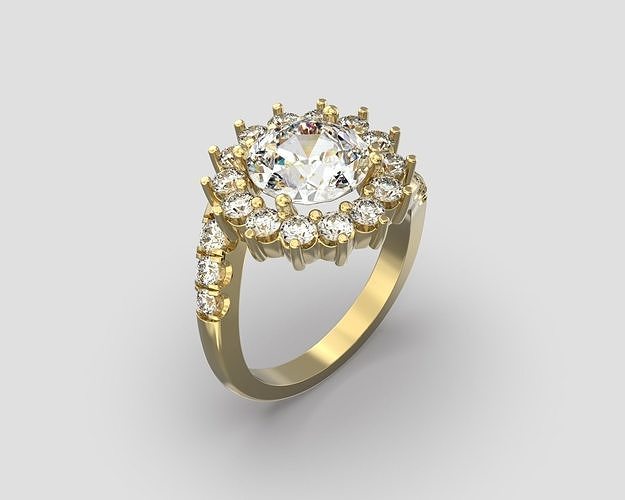 R 057 sunburst halo ring 3D print model