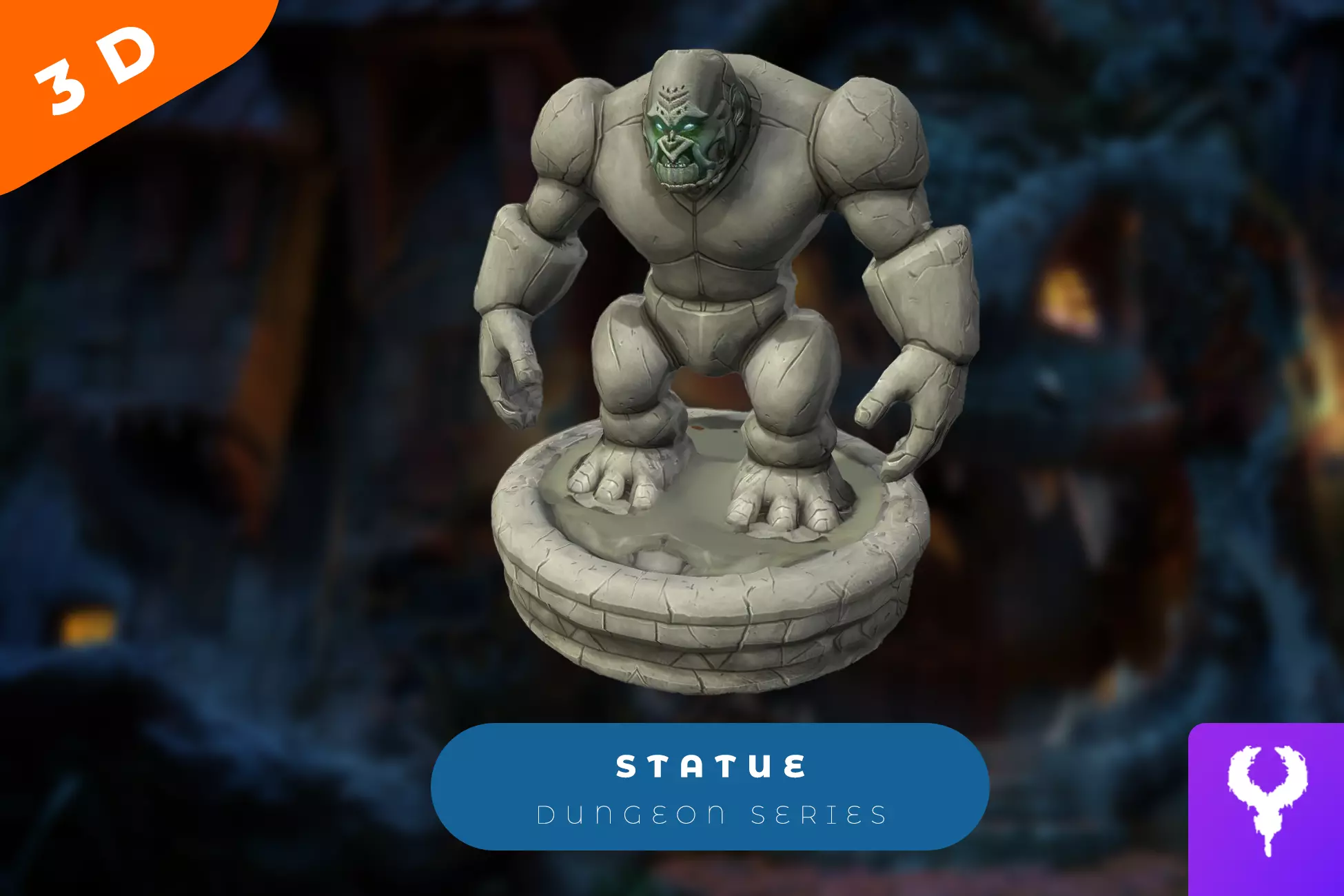 Cartoon Dungeon Statue Low-poly 3D model_0