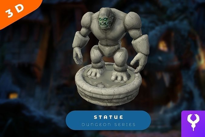 Cartoon Dungeon Statue Low-poly 3D model