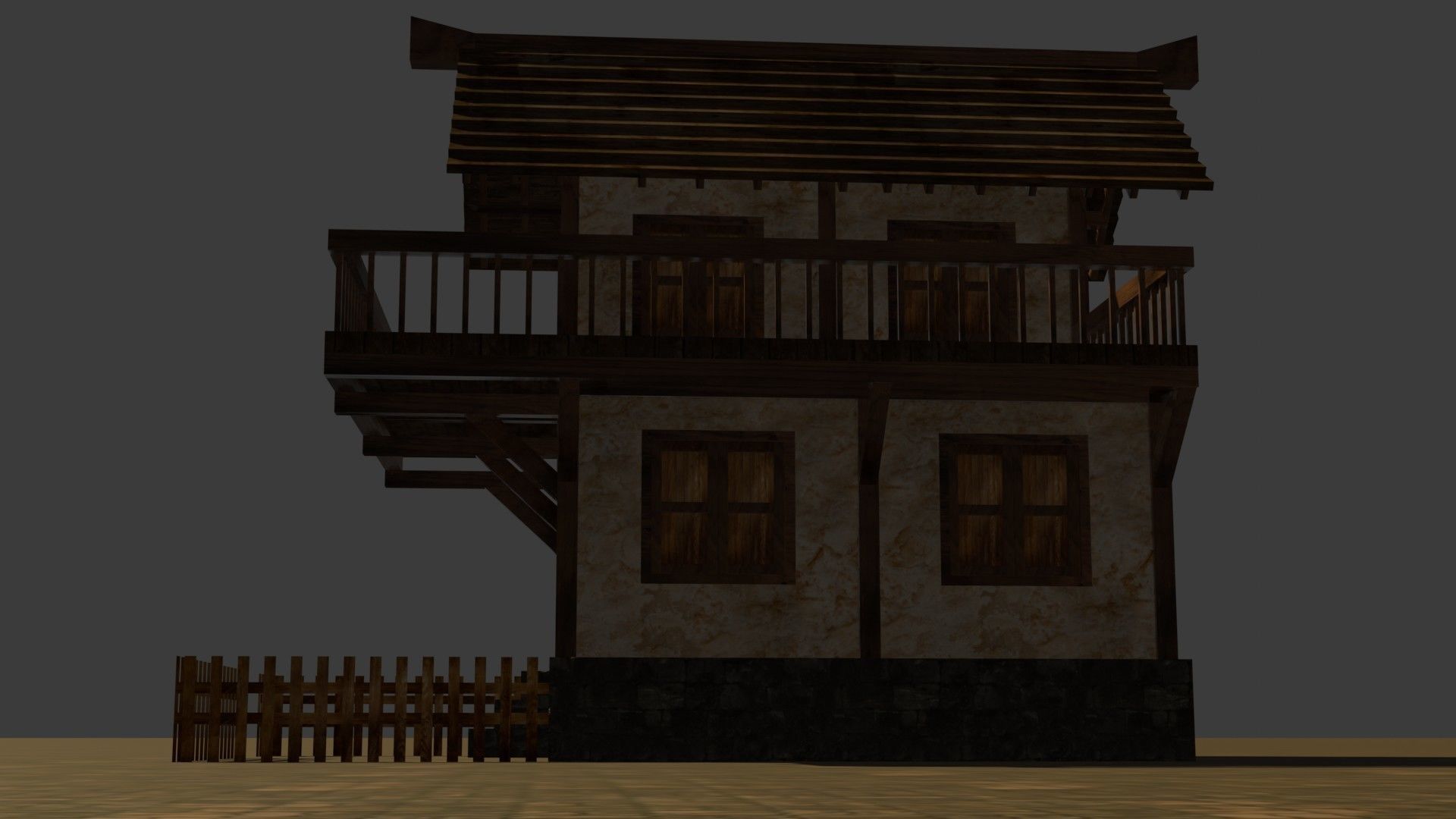 Medieval house seven 3 Low-poly 3D model_12