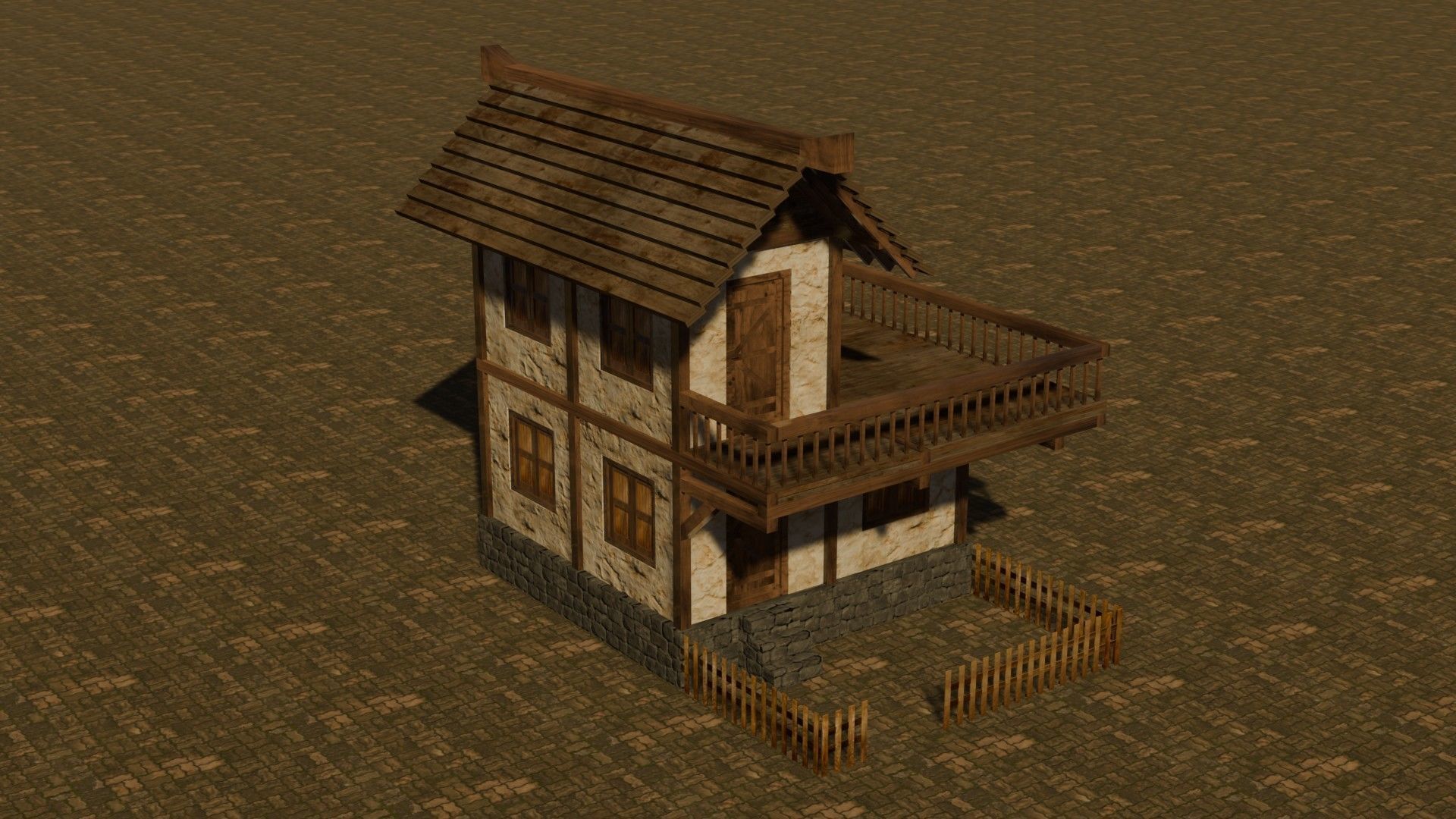 Medieval house seven 3 Low-poly 3D model_4