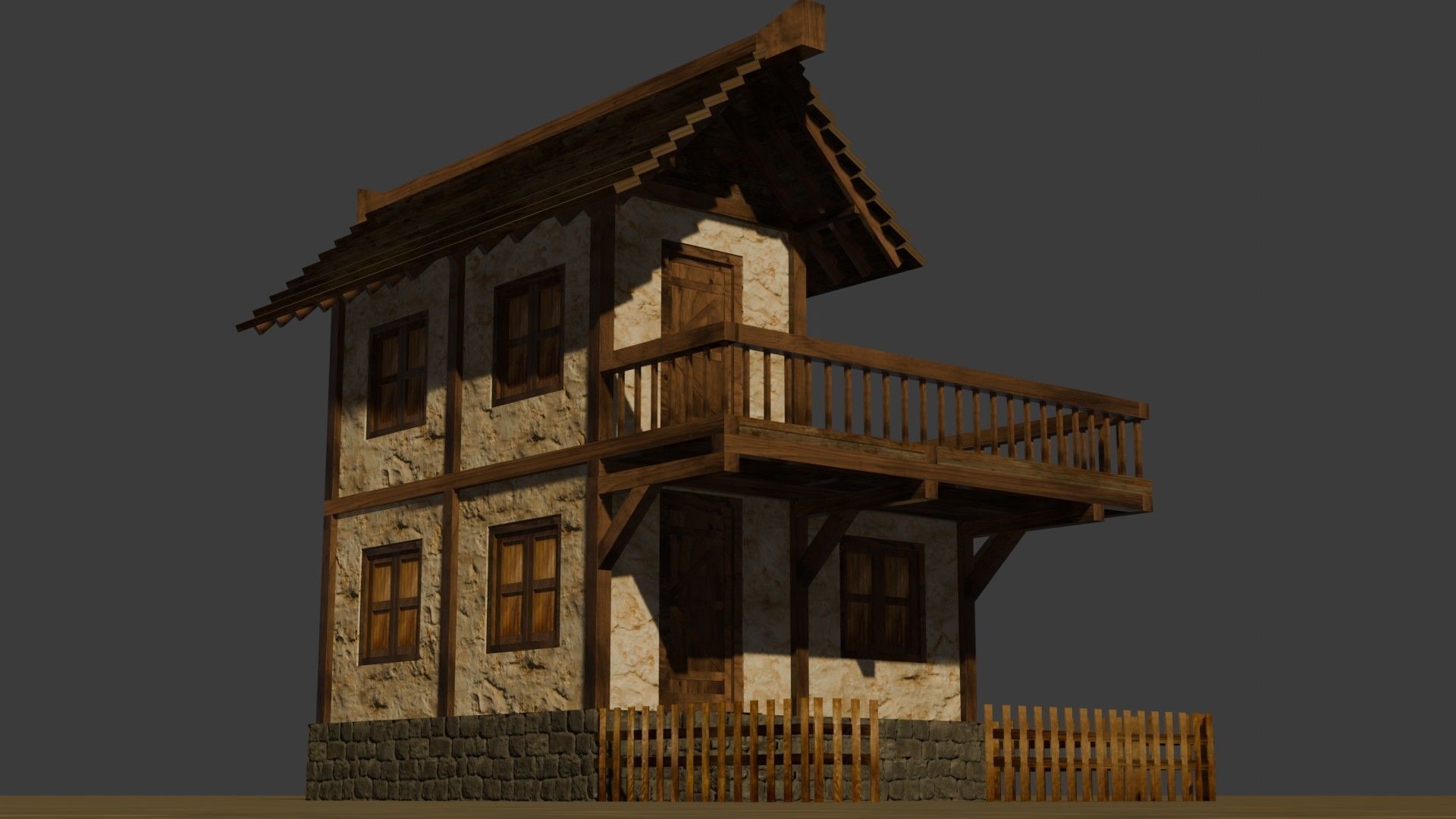 Medieval house seven 3 Low-poly 3D model_11