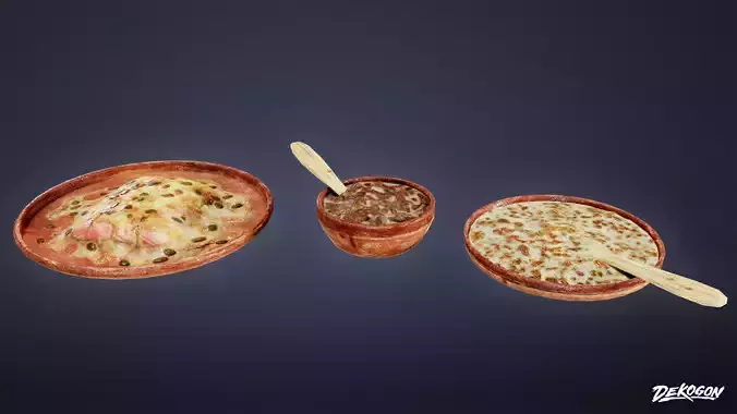 MEDIEVAL - Bowls of Food 01 - LOW POLY