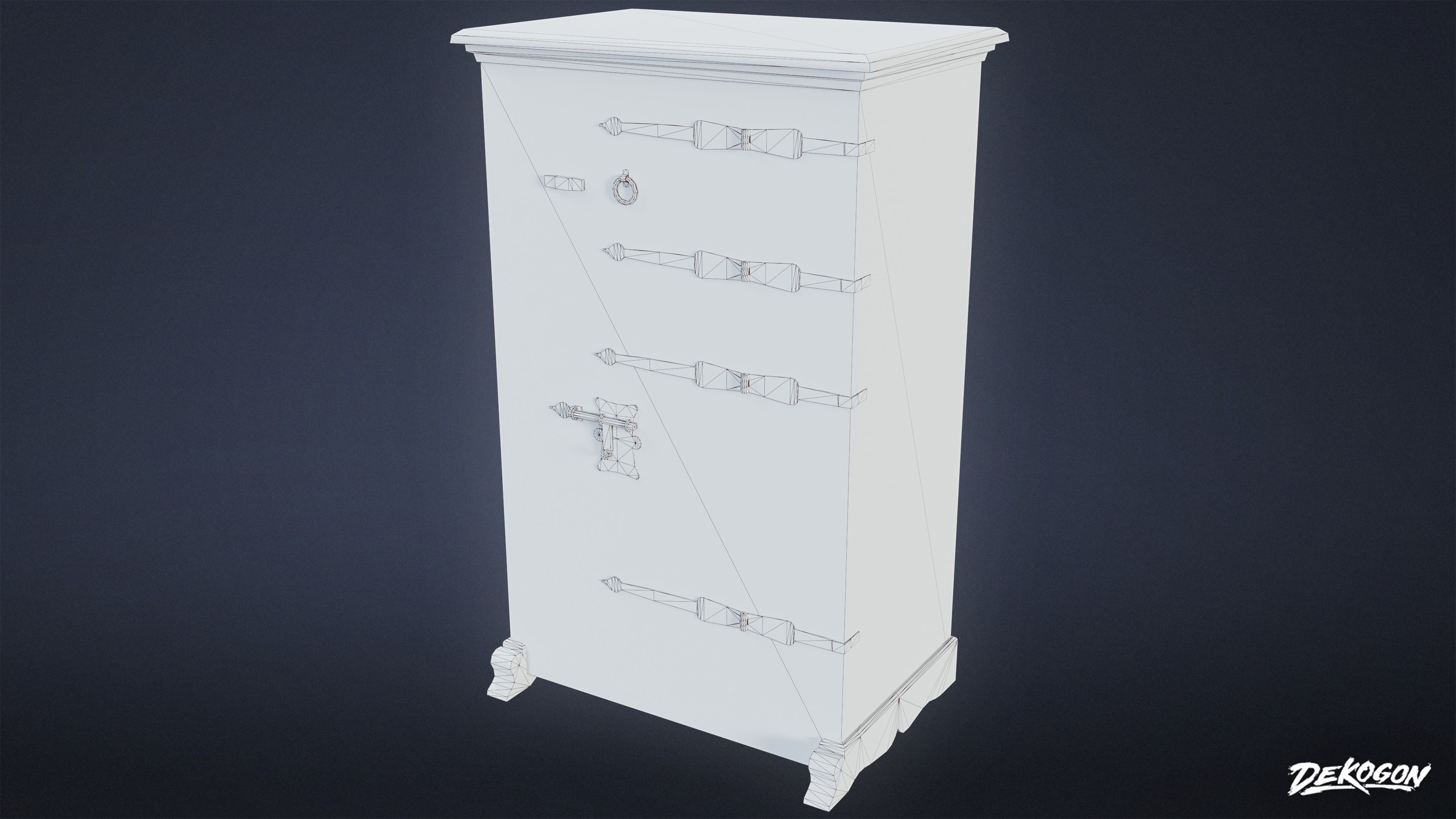 MEDIEVAL - Cabinet 06 - LOW POLY Low-poly 3D model_7