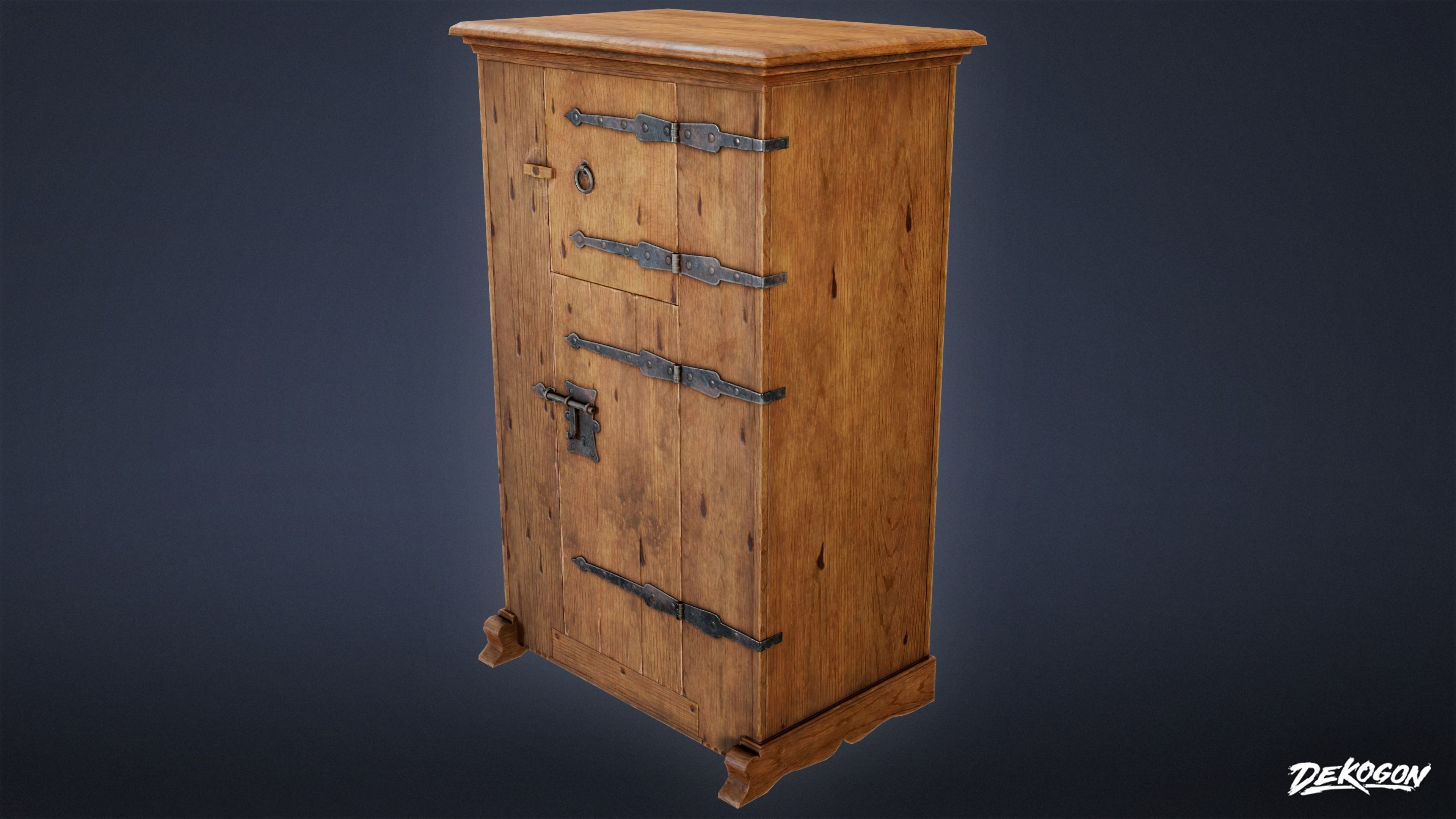 MEDIEVAL - Cabinet 06 - LOW POLY Low-poly 3D model_2