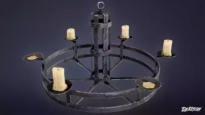 MEDIEVAL - Candle Chandelier 01 - LOW POLY
