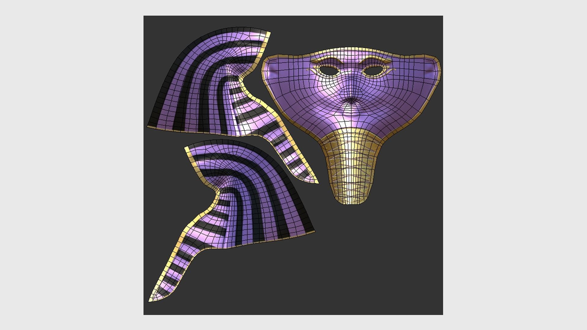 Amun Mask A09 - Egyptian Gods Character Clothing Low-poly 3D model_5