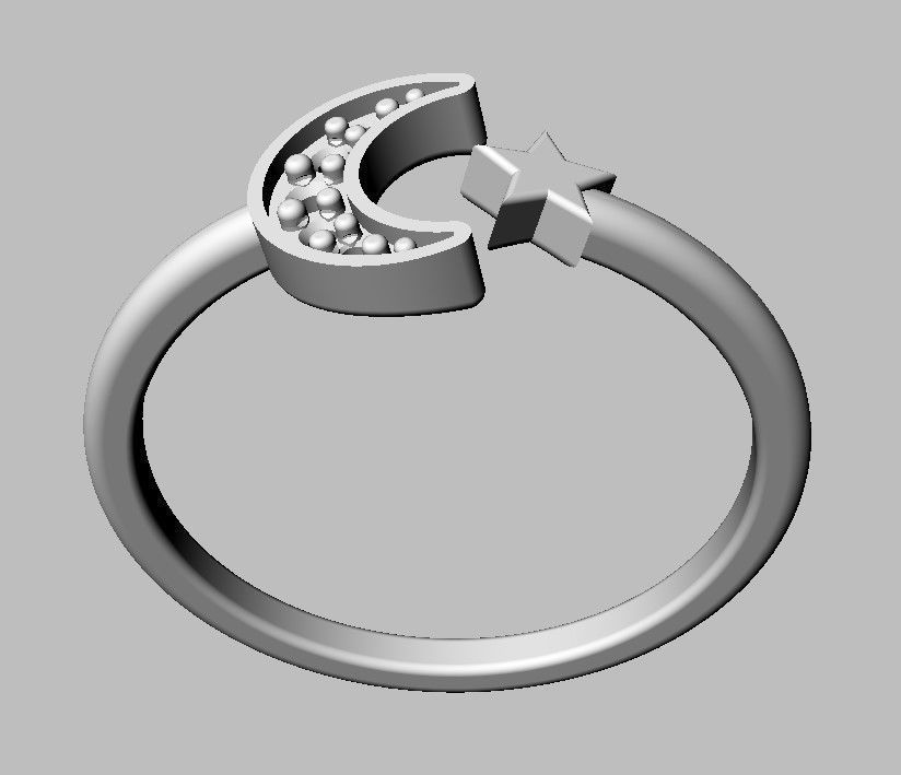Moon and Star Ring 3D print model_24
