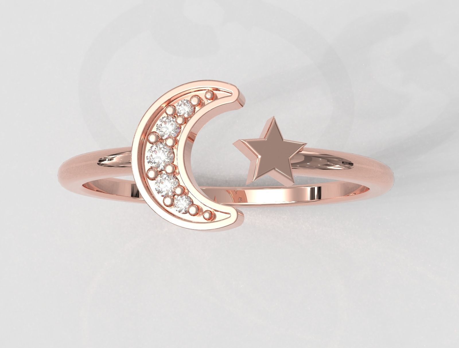 Moon and Star Ring 3D print model_1