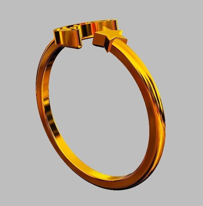 Moon and Star Ring 3D print model_11