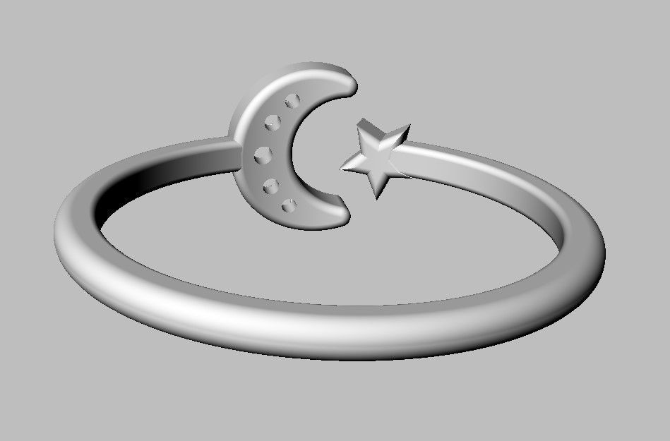 Moon and Star Ring 3D print model_21