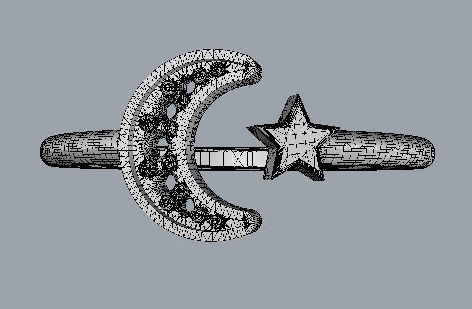 Moon and Star Ring 3D print model_14