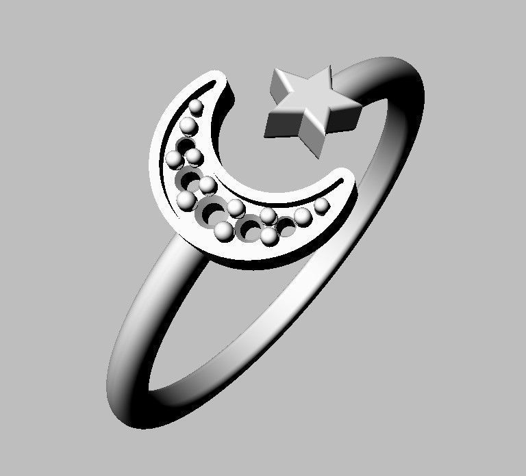 Moon and Star Ring 3D print model_23