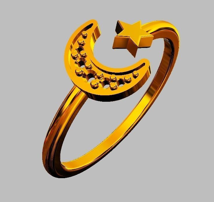 Moon and Star Ring 3D print model_7