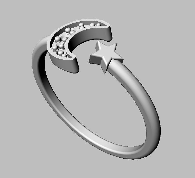 Moon and Star Ring 3D print model_18