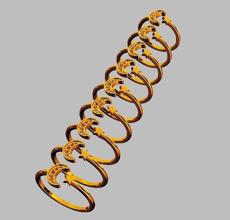 Moon and Star Ring 3D print model_5