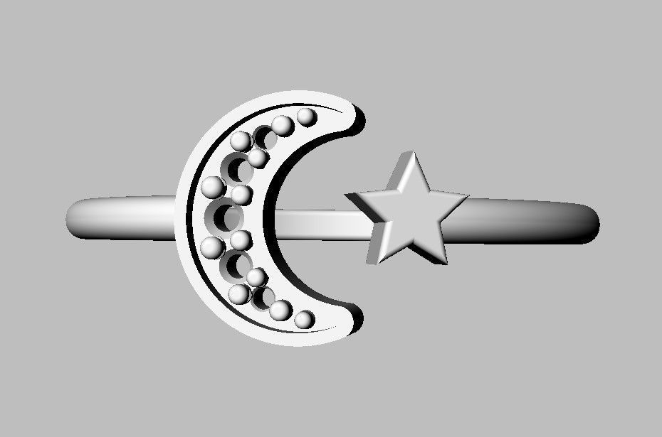 Moon and Star Ring 3D print model_22