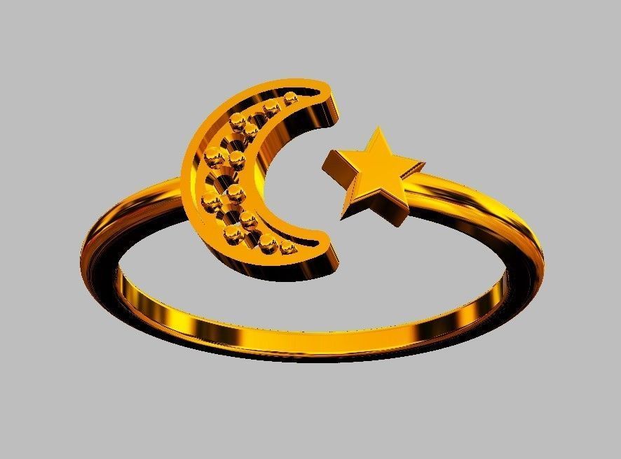 Moon and Star Ring 3D print model_6