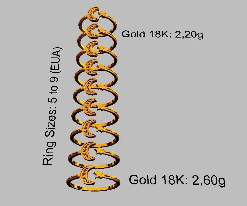 Moon and Star Ring 3D print model_4