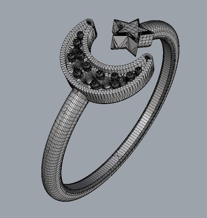 Moon and Star Ring 3D print model_13