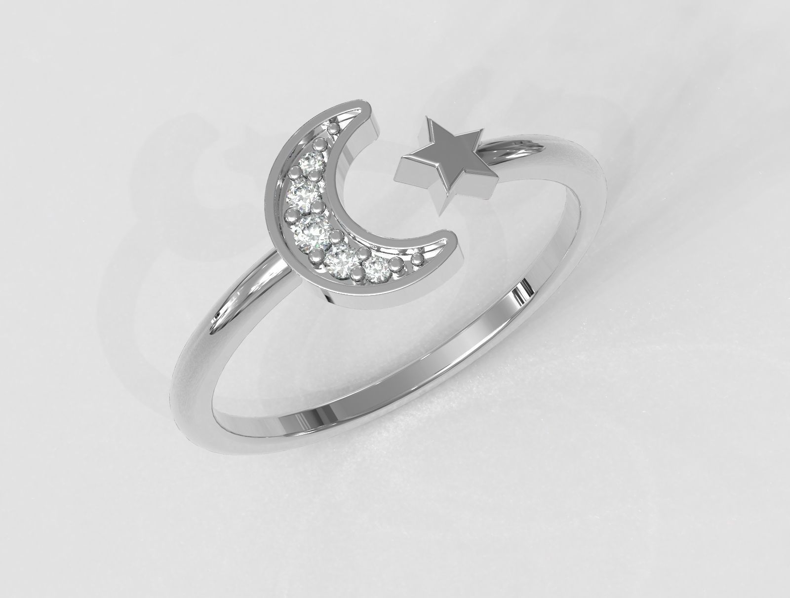 Moon and Star Ring 3D print model_2