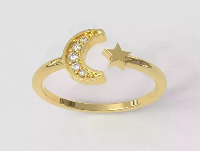 Moon and Star Ring