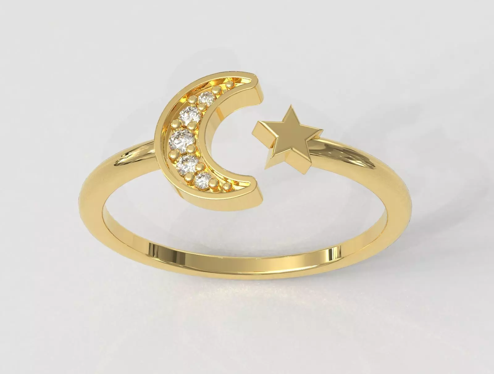 Moon and Star Ring 3D print model_0