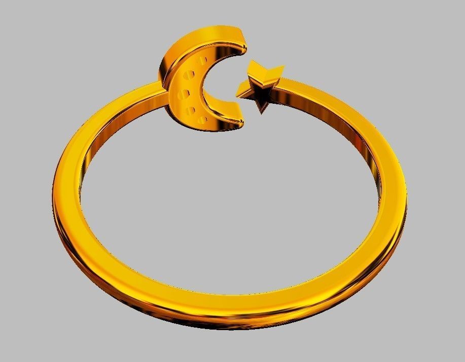 Moon and Star Ring 3D print model_10