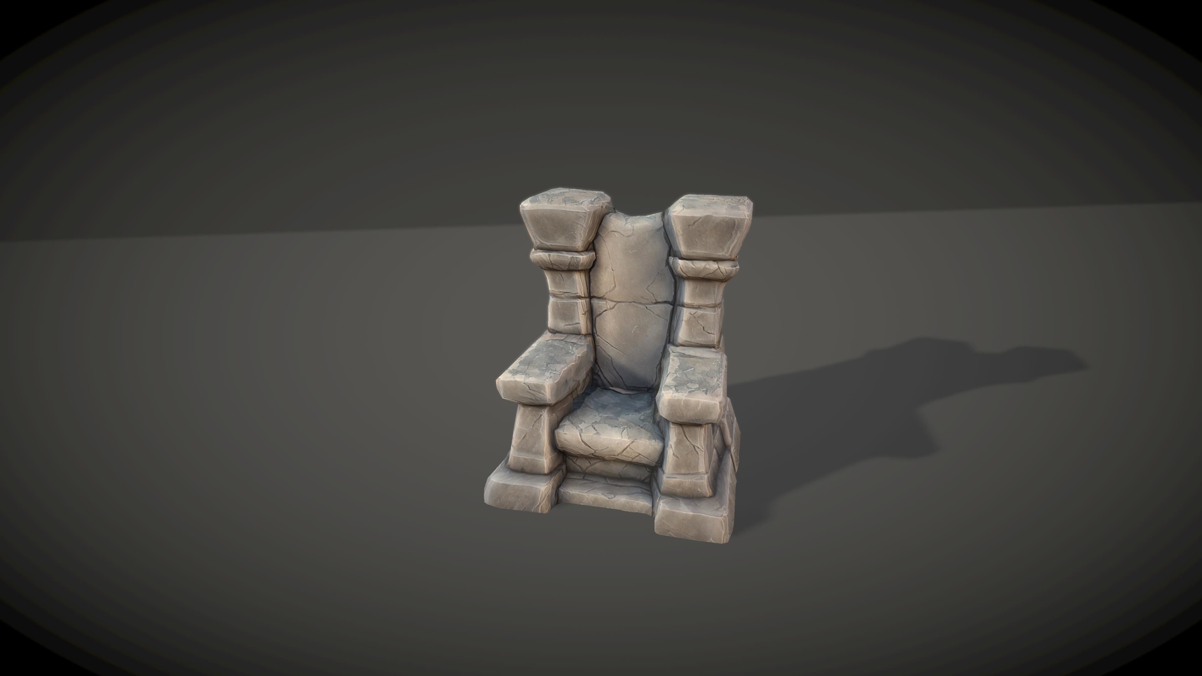 Cartoon Stone Throne Low-poly 3D model_2