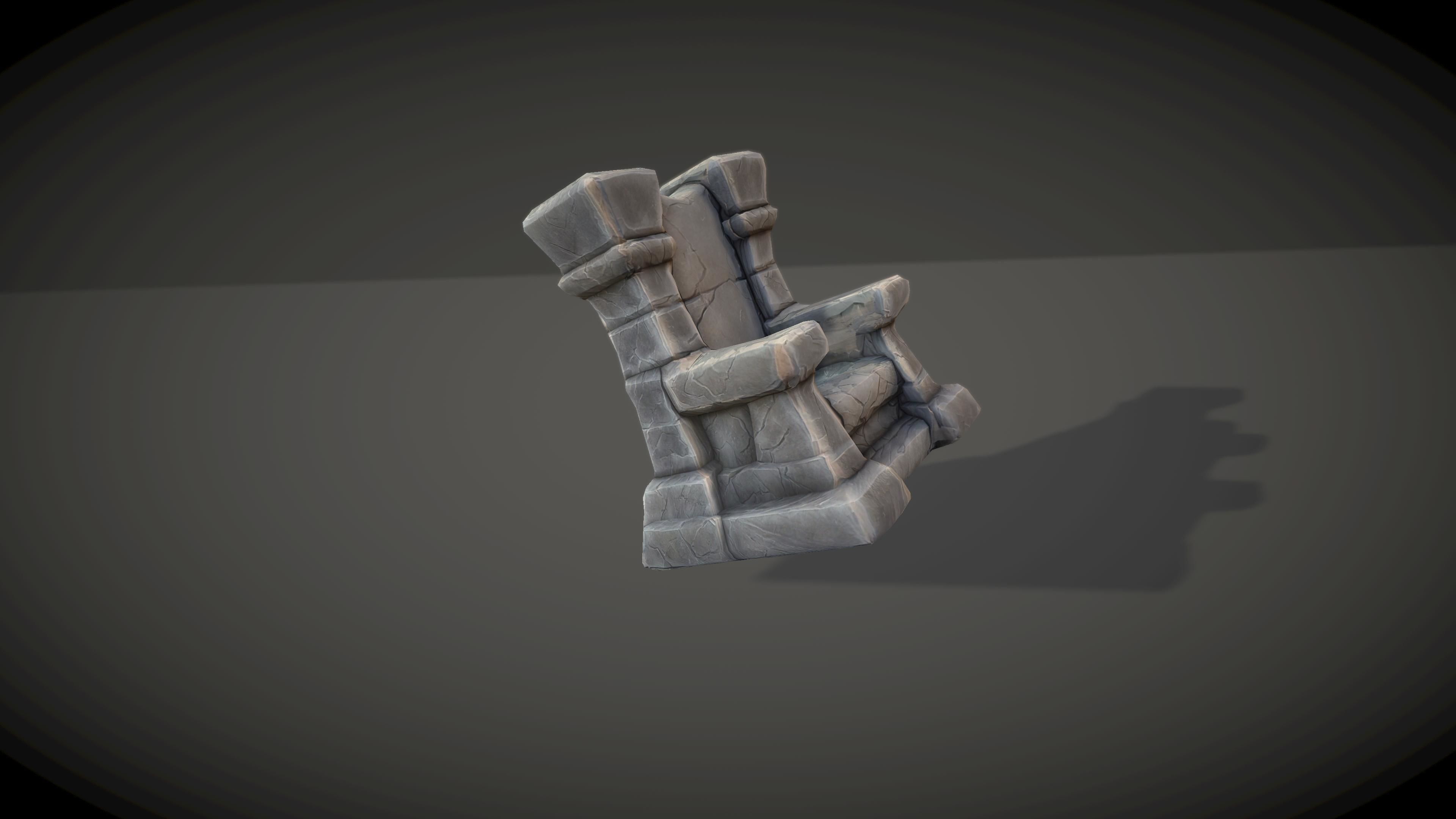 Cartoon Stone Throne Low-poly 3D model_1