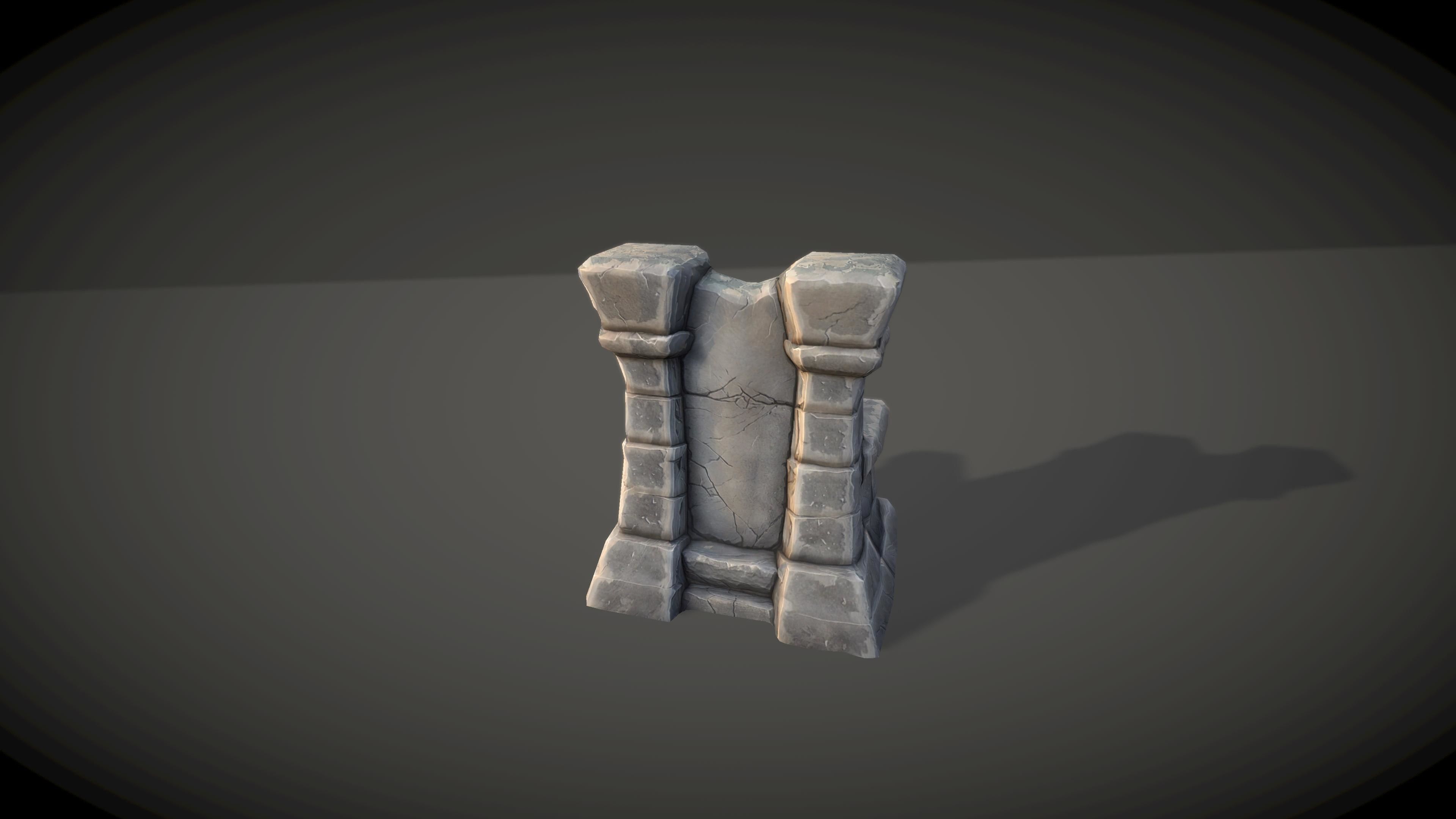 Cartoon Stone Throne Low-poly 3D model_3
