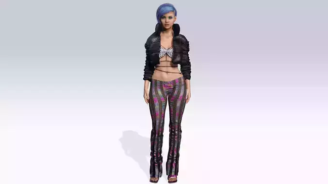 Scifi cyberpunk Girl - Fully Rigged
