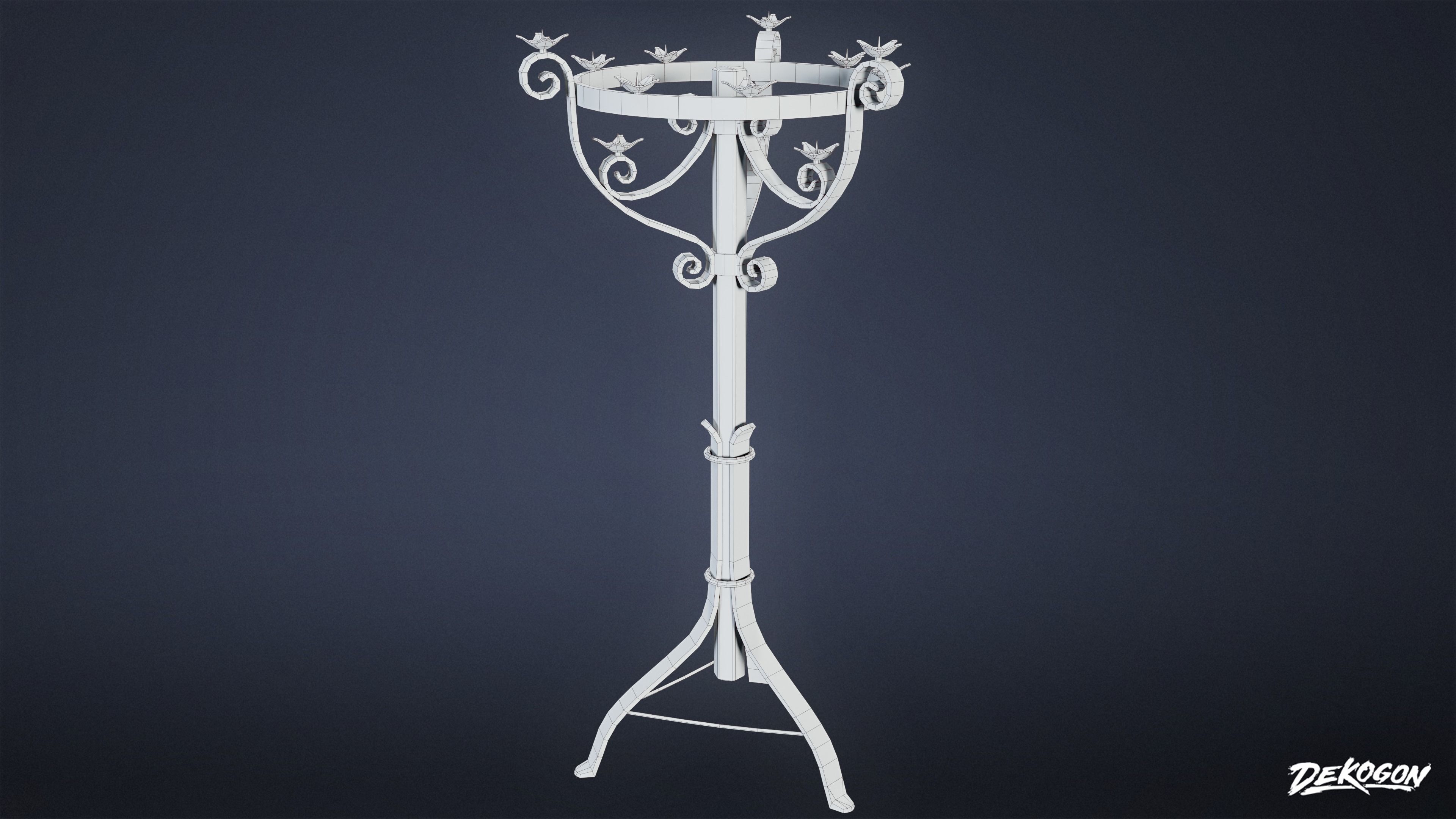 MEDIEVAL - Candle Holder 01 - LOW POLY Low-poly 3D model_8