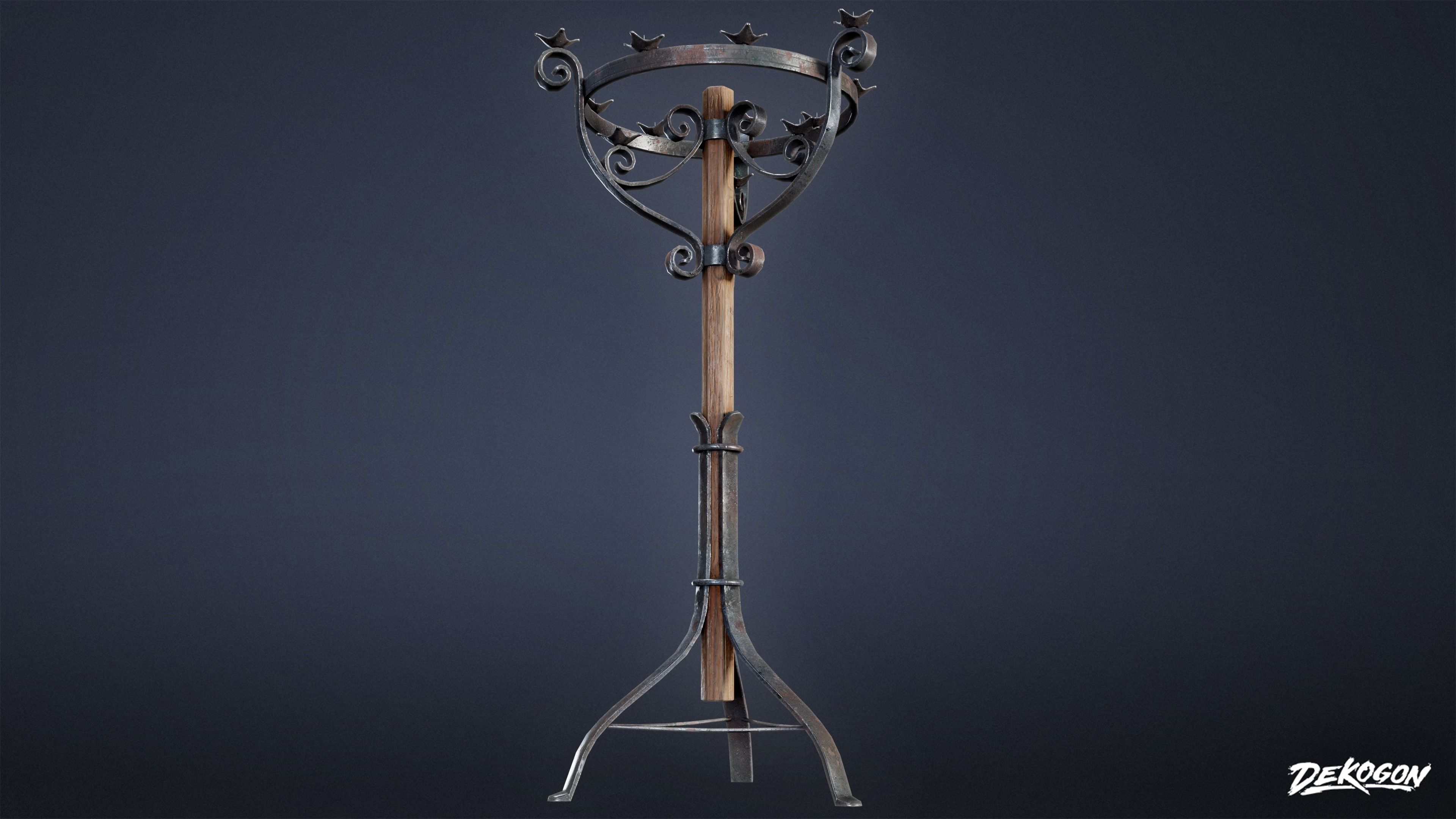MEDIEVAL - Candle Holder 01 - LOW POLY Low-poly 3D model_4