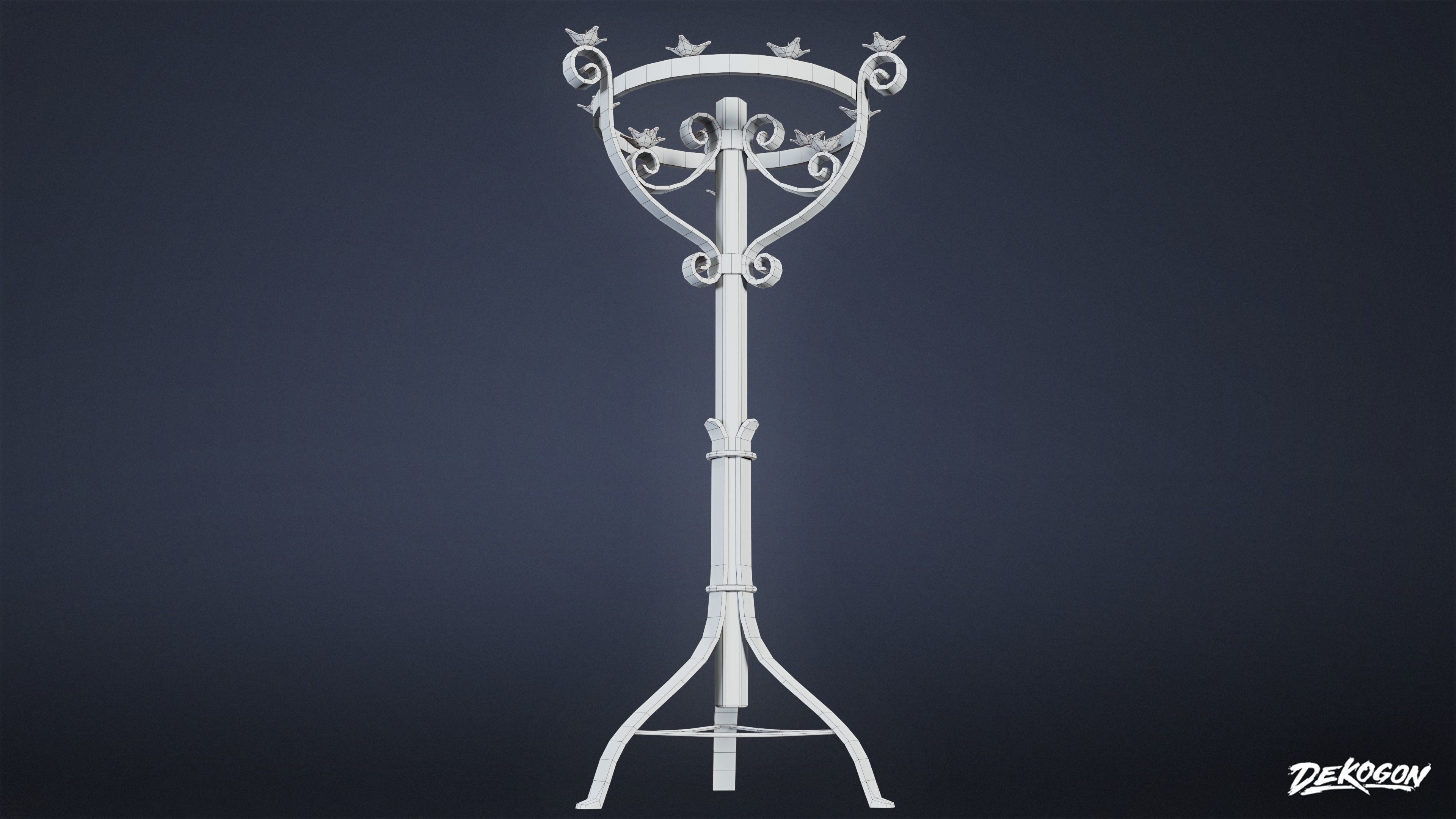 MEDIEVAL - Candle Holder 01 - LOW POLY Low-poly 3D model_9