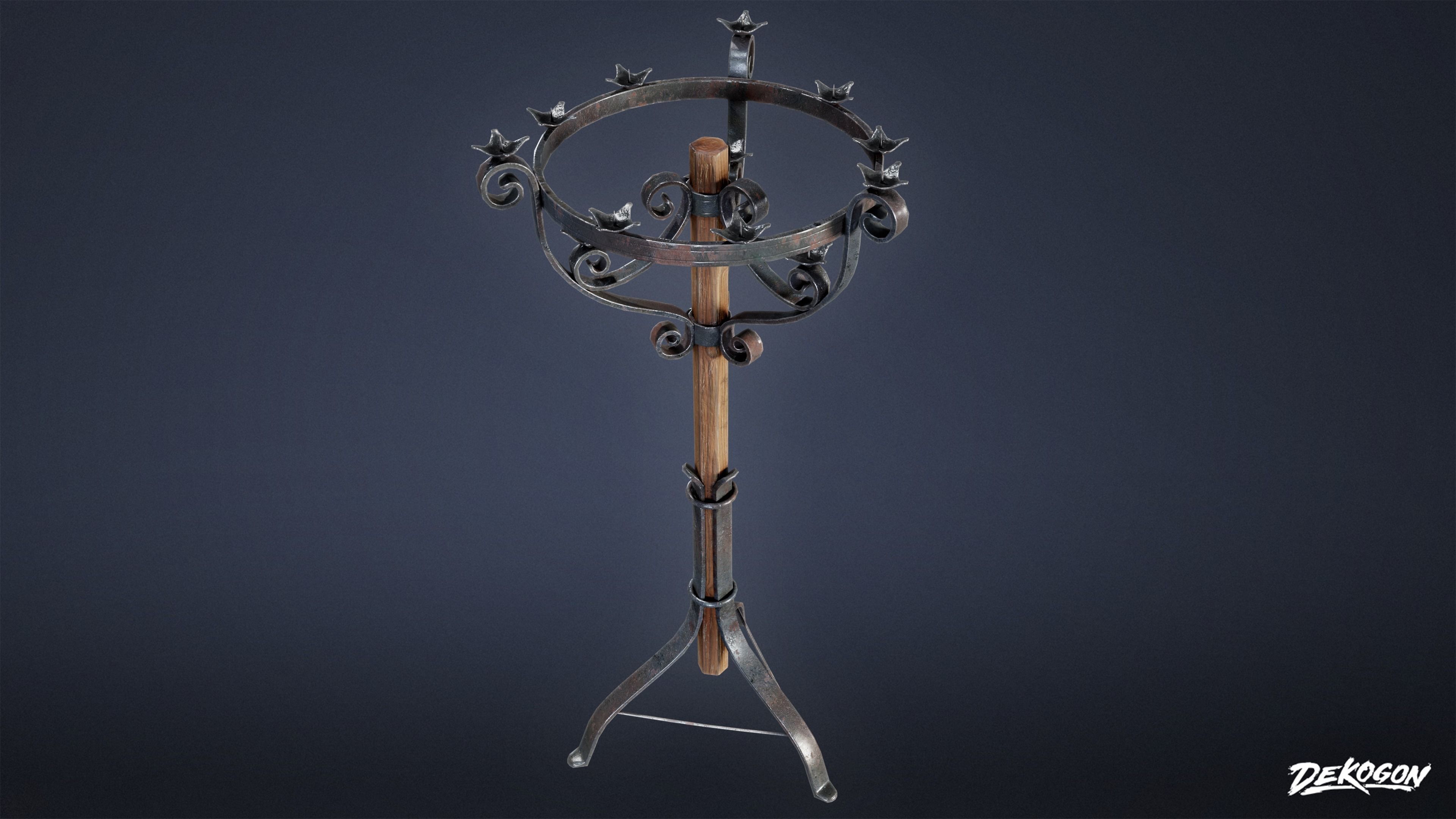 MEDIEVAL - Candle Holder 01 - LOW POLY Low-poly 3D model_2