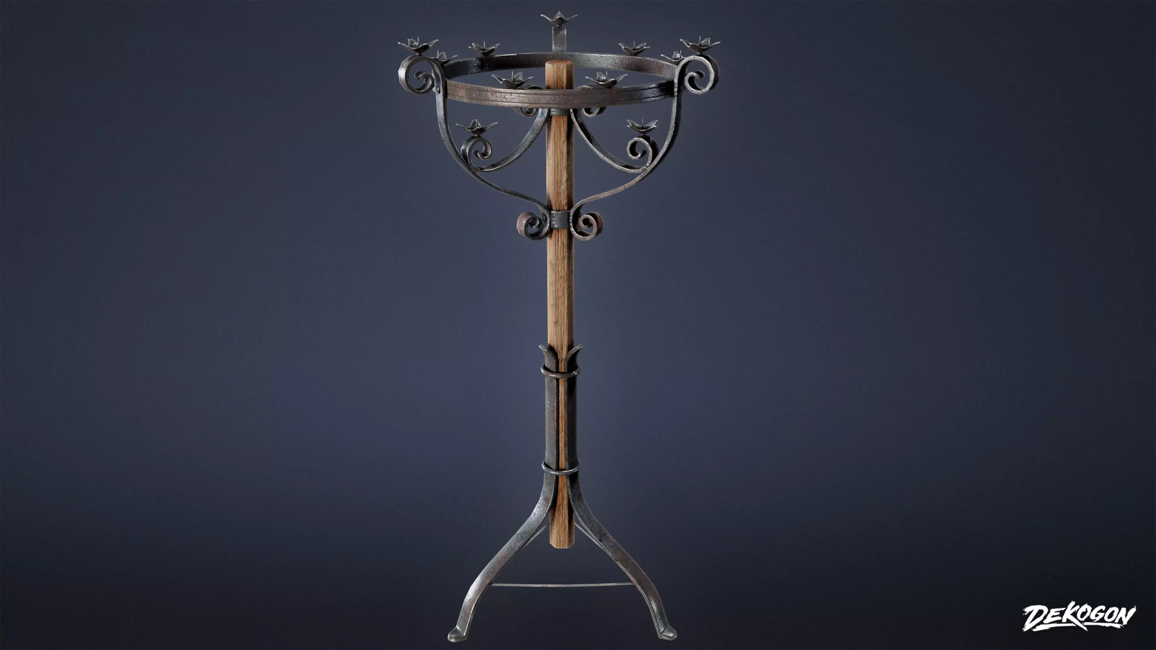 MEDIEVAL - Candle Holder 01 - LOW POLY Low-poly 3D model_0