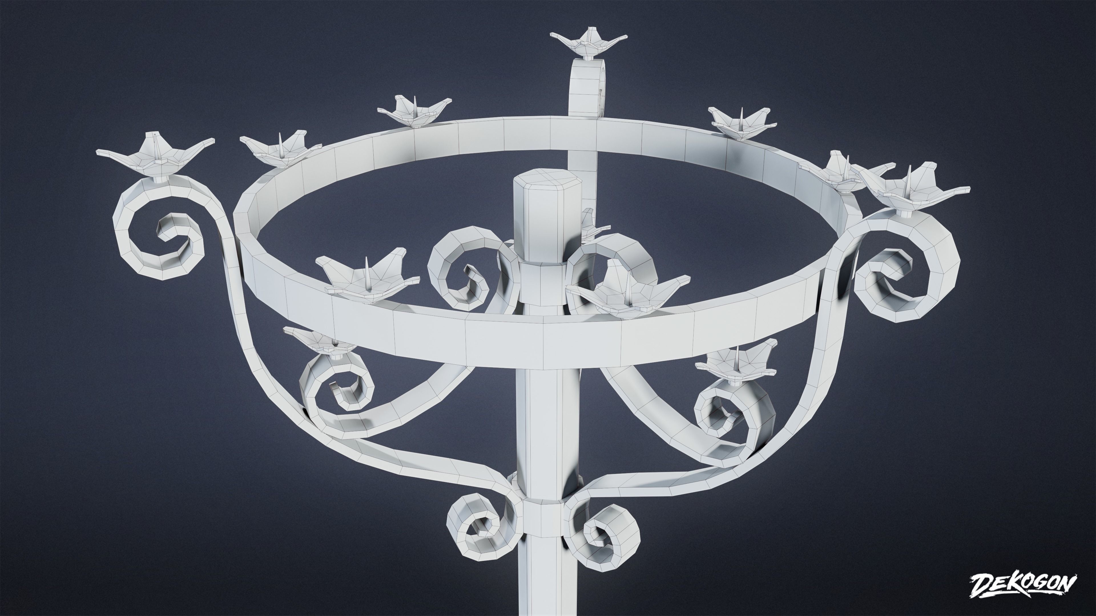 MEDIEVAL - Candle Holder 01 - LOW POLY Low-poly 3D model_7