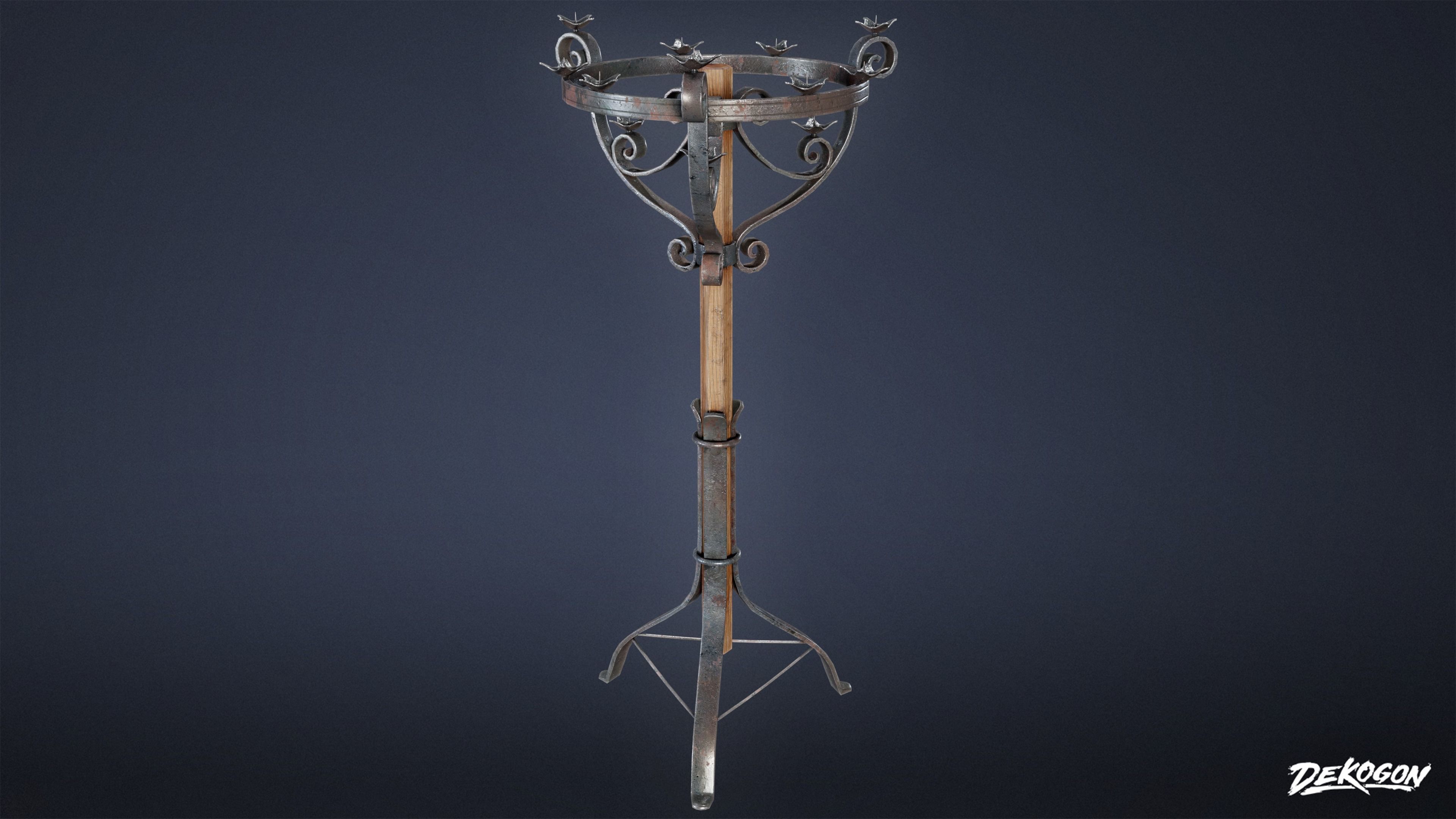 MEDIEVAL - Candle Holder 01 - LOW POLY Low-poly 3D model_1