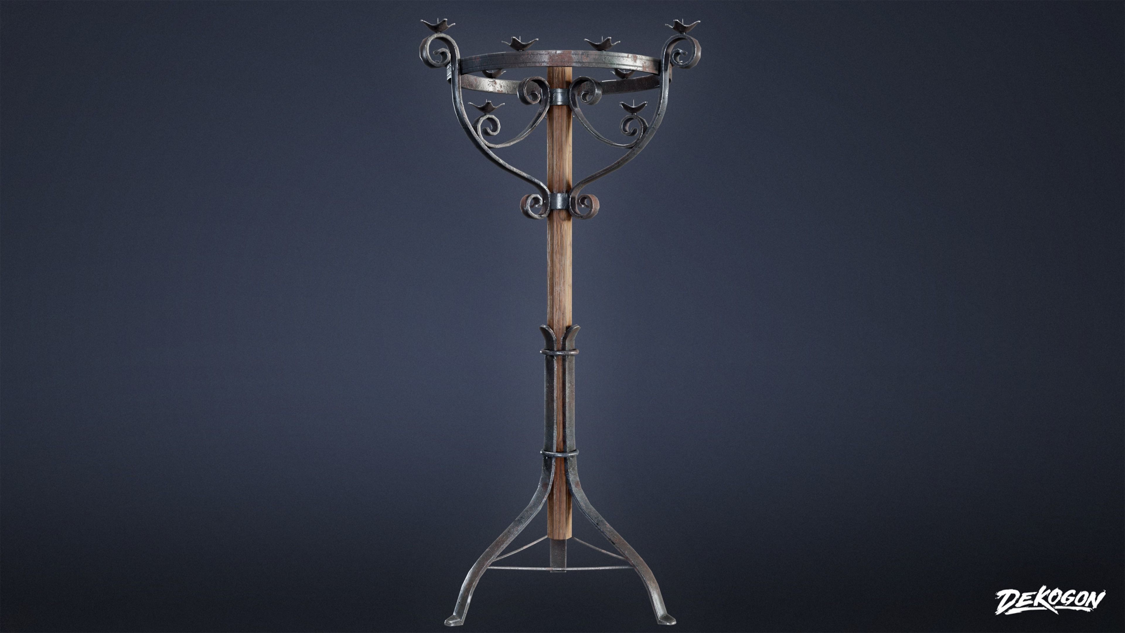 MEDIEVAL - Candle Holder 01 - LOW POLY Low-poly 3D model_3