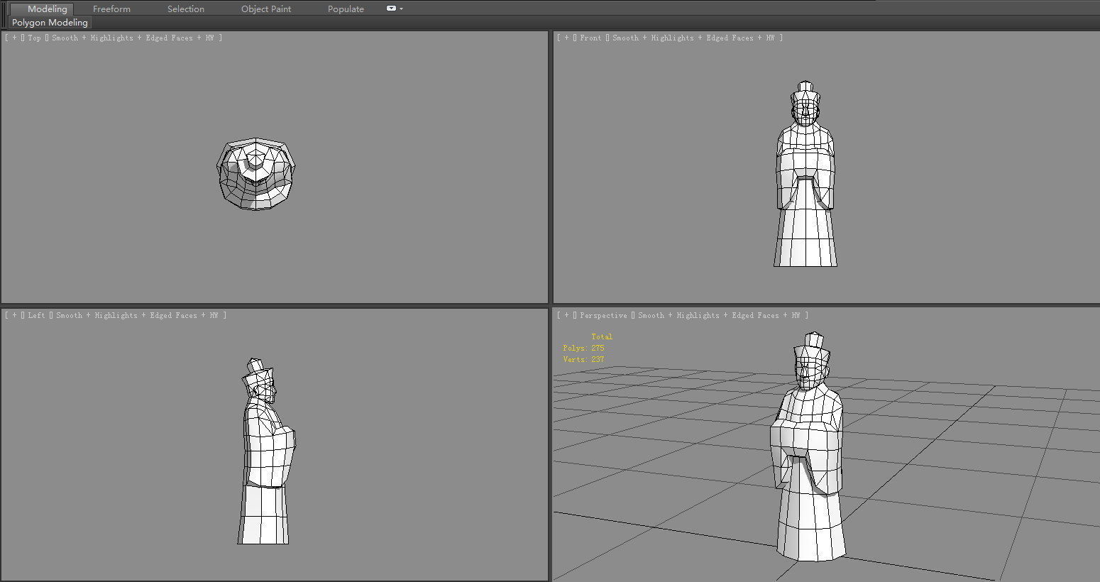 Man Standing Stone Statue - Ancient Asian statue Low-poly 3D model_5