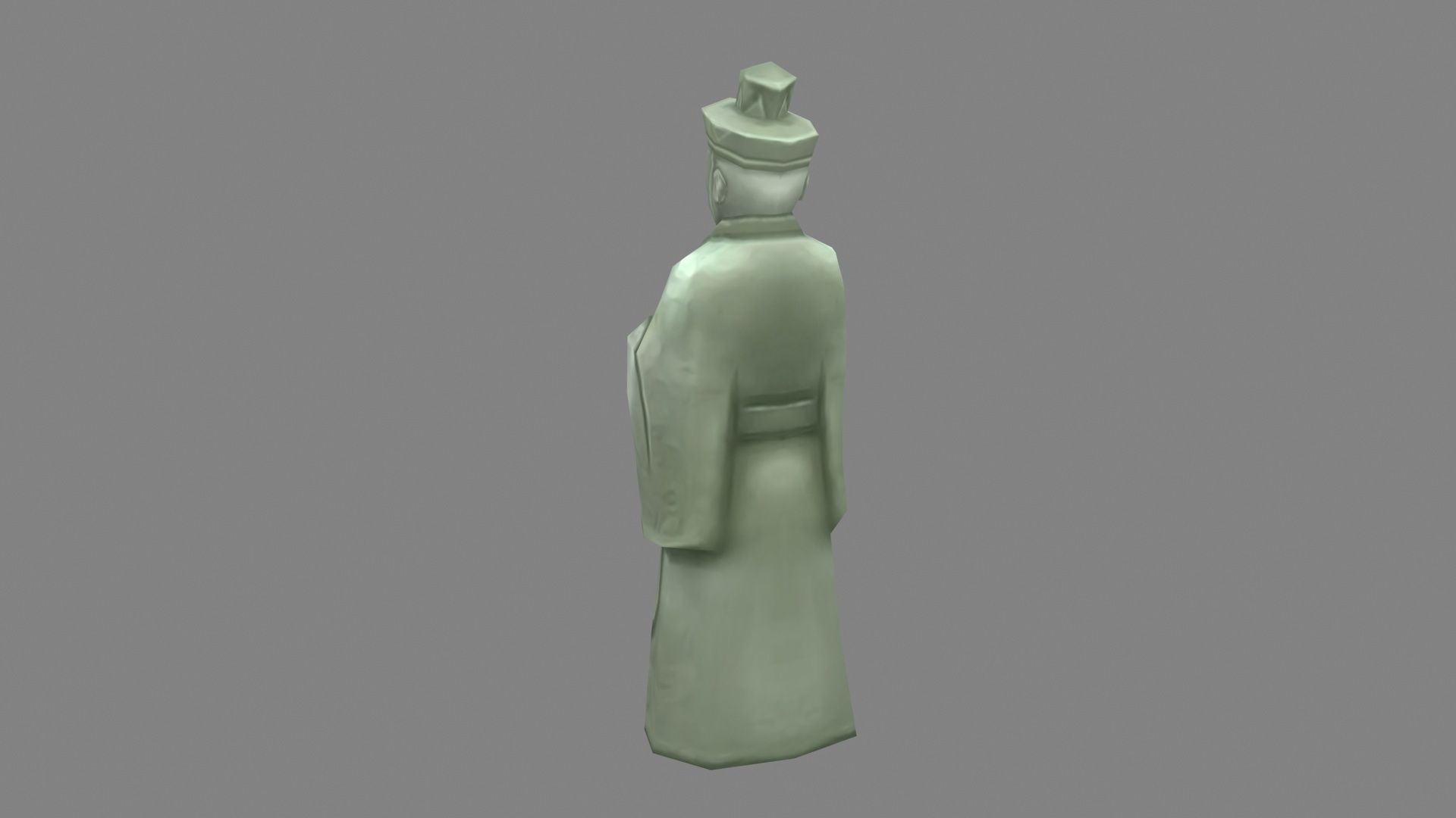 Man Standing Stone Statue - Ancient Asian statue Low-poly 3D model_2