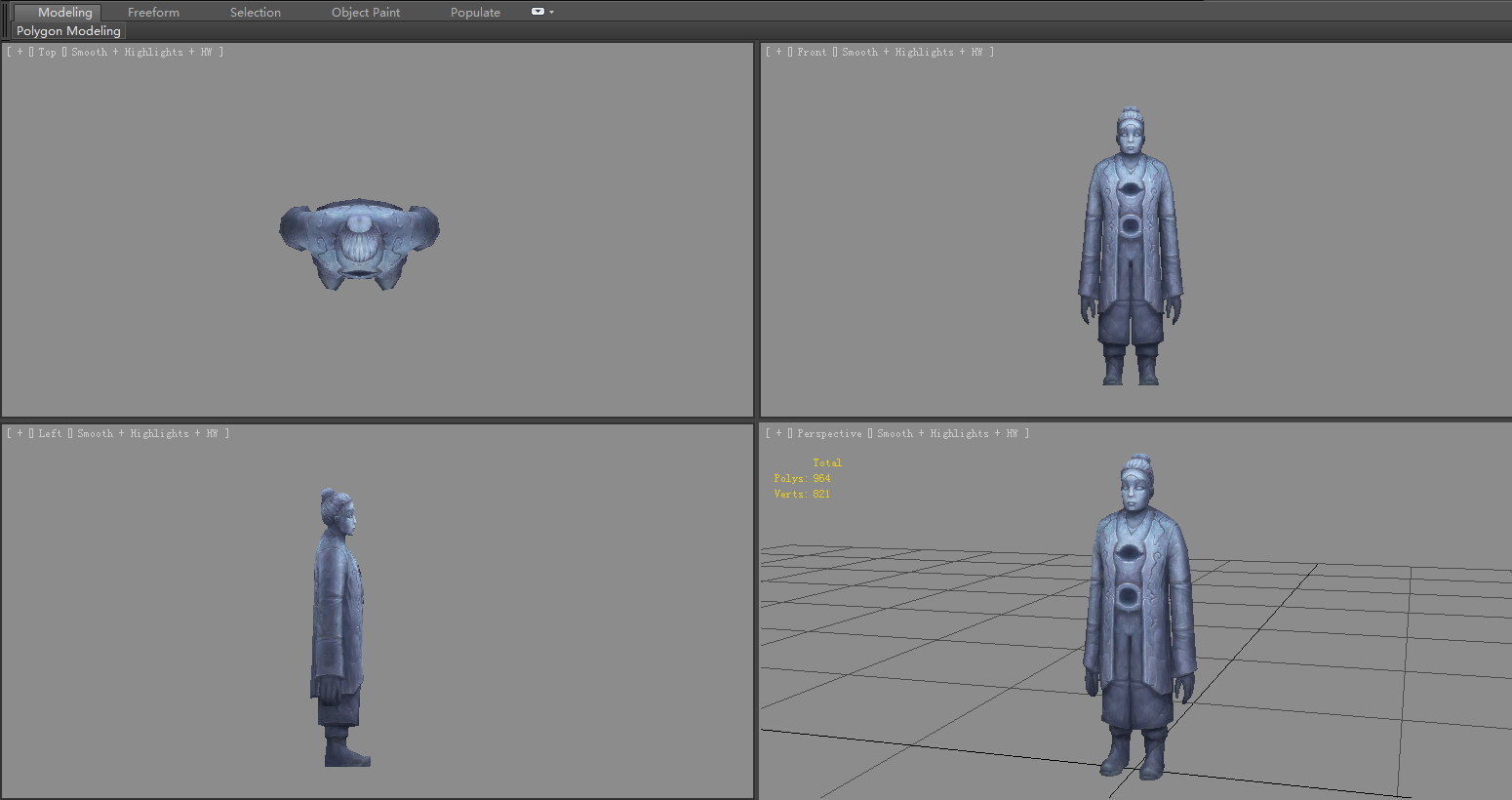 Man Standing Stone Statue - Ancient Guardian of Ancient Tomb Low-poly 3D model_3